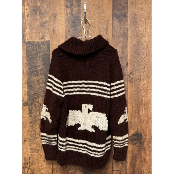 Vintage Full Zip Knit Thunderbird Sweater Brown - Picture 3 of 8